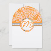 Faire-part de mariage orange Paisley avec points (Dos)