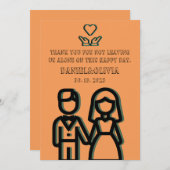 Faire-part de mariage Orange profond (Devant / Derrière)