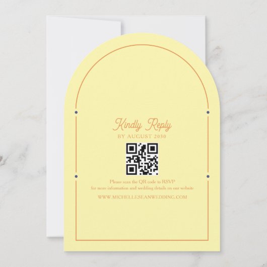 Faire-part de mariage Orange rétro (Dos)