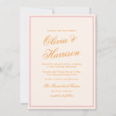 Faire-part de mariage orange rose rayure lueur de (Devant)