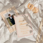 Faire-part de mariage orange rose rayure lueur de