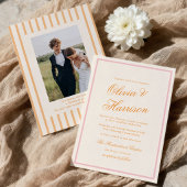 Faire-part de mariage orange rose rayure lueur de