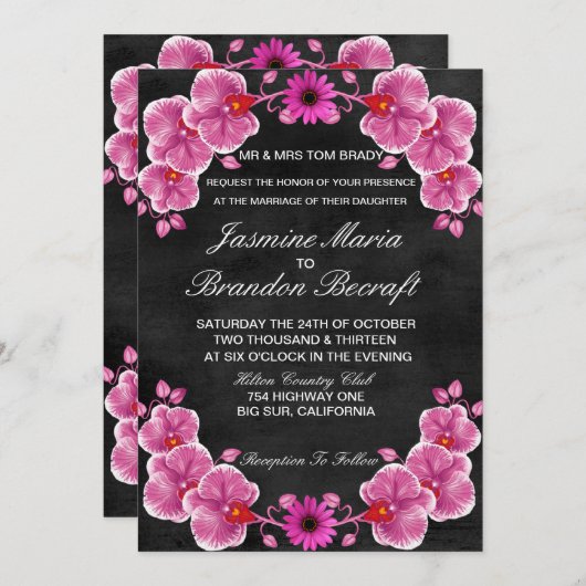 Faire-part de mariage orchidée (Devant / Derrière)