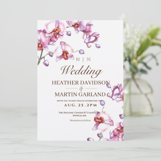 Faire-part de mariage orchidée (Debout devant)