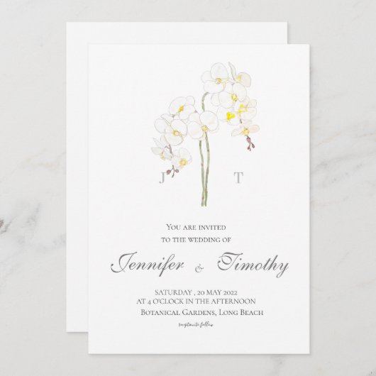 Faire-part de mariage orchidée blanche (Devant / Derrière)