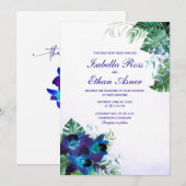 Faire-part de mariage Orchidée Bleue Turquoise Vio (Devant / Derrière)