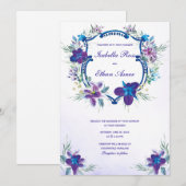 Faire-part de mariage Orchidée Bleue Turquoise Vio (Devant / Derrière)