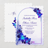 Faire-part de mariage Orchidée Bleue Turquoise Vio (Devant / Derrière)