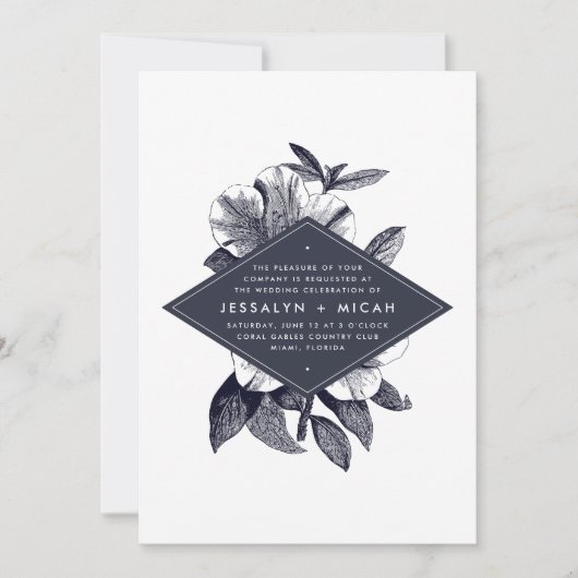 Faire-part de mariage orchidée de minuit (Devant)