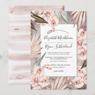 Faire-part de mariage orchidée hiver chaud