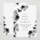 Faire-part de mariage orchidée noire et blanche (Devant / Derrière)