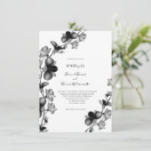 Faire-part de mariage orchidée noire et blanche (Debout devant)