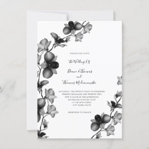 Faire-part de mariage orchidée noire et blanche