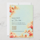 Faire-part de mariage orchidée rose et bleu poussi (Dos)