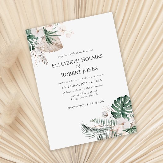 Faire-part de mariage Orchidée tropicale et Monste