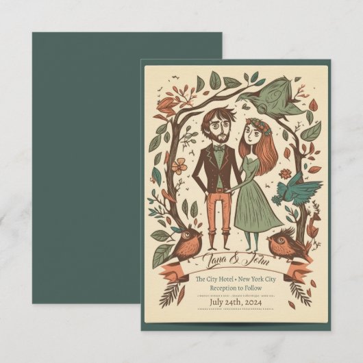 Faire-part de mariage originaux, invitations de ma (Devant / Derrière)