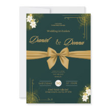 Faire-part de mariage orné de lierre vert forêt