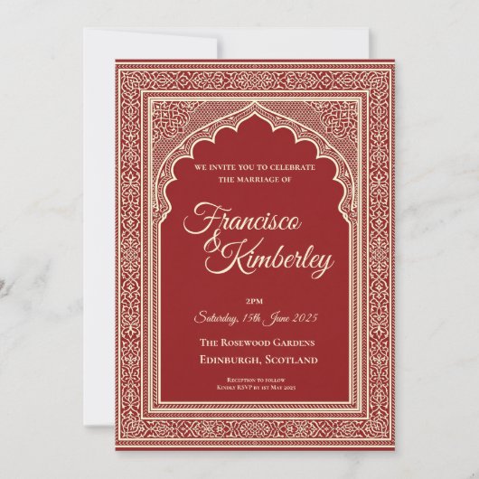 Faire-part de mariage orné de rubis (Devant)