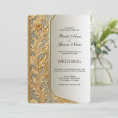 Faire-part de mariage orné d'or moderne (Debout devant)