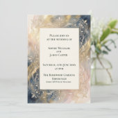 Faire-part de mariage orné Navy Blush Gold (Debout devant)