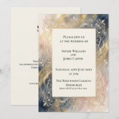Faire-part de mariage orné Navy Blush Gold (Devant / Derrière)