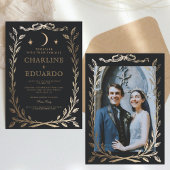 Faire-part de mariage ornemental de l'or noir