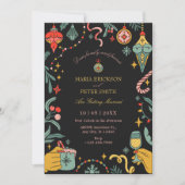 Faire-part de mariage ornementale de Noël noir (Devant)