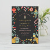 Faire-part de mariage ornementale de Noël noir (Debout devant)