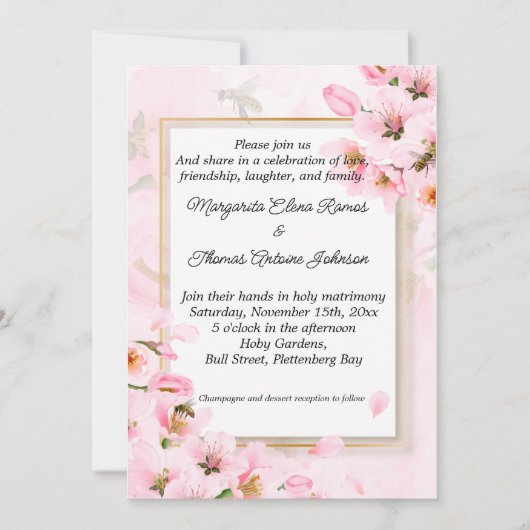 Faire-part de mariage ou faire-part rose (Devant)