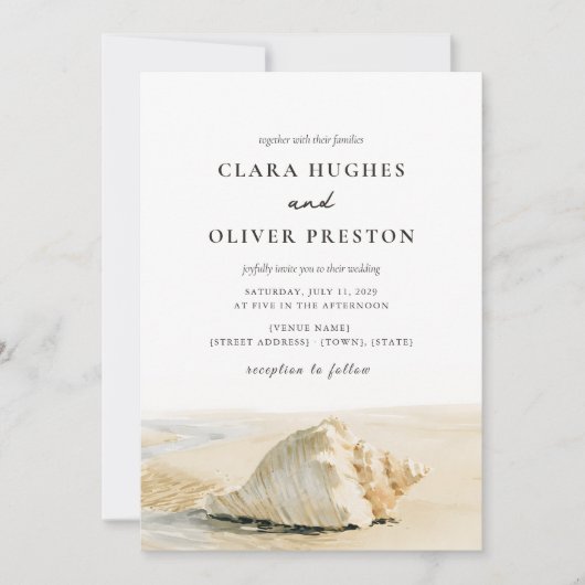 Faire-part de mariage Outer Banks Cream Shell Sand (Devant)