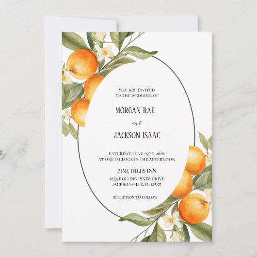 Faire-part de mariage Oval Oranges (Devant)