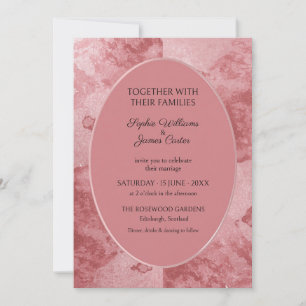 Faire-part de mariage ovale aquarelle rose poussié