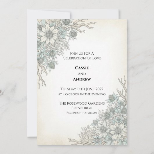 Faire-part de mariage Pale Blue Thistle (Devant)