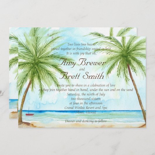 Faire-part de mariage Palm Tree (Devant / Derrière)