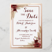 Faire-part de mariage Pampa Fleurs Rose Gold (Recto)