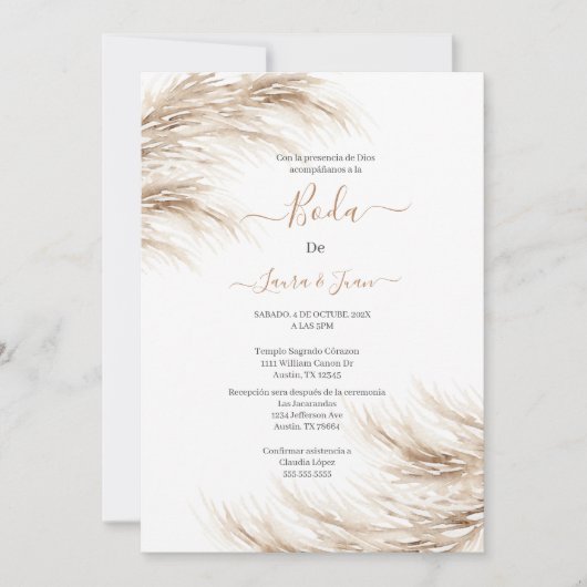 Faire-part de mariage Pampas (Devant)