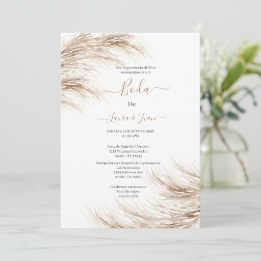 Faire-part de mariage Pampas (Debout devant)