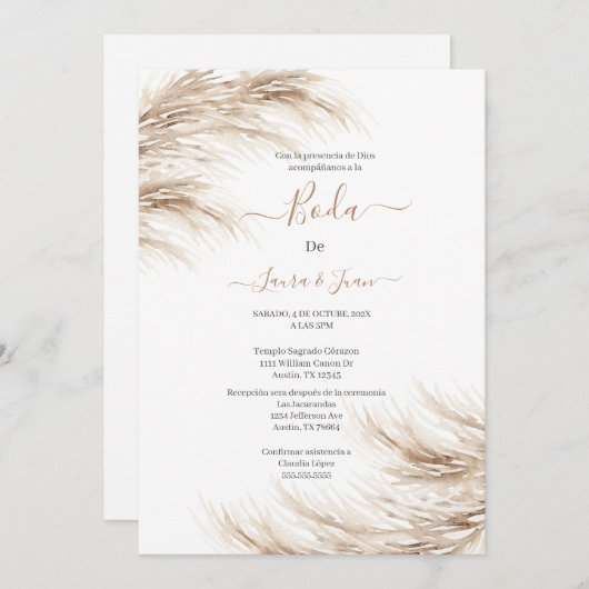 Faire-part de mariage Pampas (Devant / Derrière)