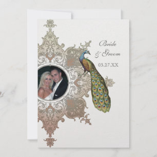 Faire-part de mariage Paon Baroque - Brun Mocha