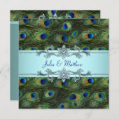 Faire-part de mariage Paon Bleu sarcelle (Devant / Derrière)