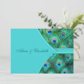 Faire-part de mariage Paon Bleu sarcelle (Debout devant)