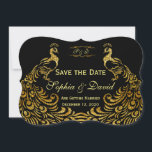 Faire-part de mariage | Paon doré ENREGISTRER LA D<br><div class="desc">Design unique avec un fond dégradé Royal Burgundy et des paons dorés abstraits scintillants pour votre événement de mariage spécial. Cela donnera une touche unique à votre style de mariage. Soyez différent ! Personnalisez avec vos propres informations. Si vous devez déplacer le texte ou modifier la taille, la police ou...</div>