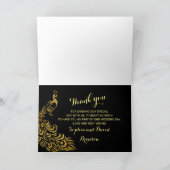 Faire-part de Mariage | Paon Doré Noir MERCI (Intérieur)