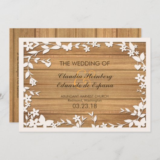 Faire-Part de Mariage Papel Picado - Jolies Colomb (Devant / Derrière)