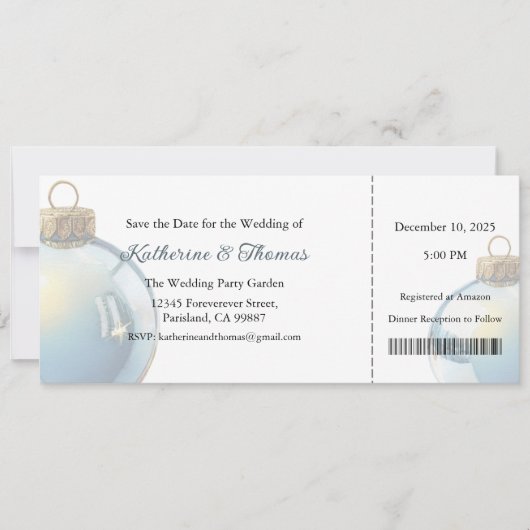 Faire-part de mariage, Papeterie de mariage, Noël (Devant)