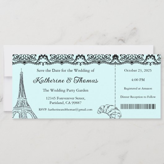 Faire-Part de Mariage, Papeterie de Mariage, Paris (Devant)