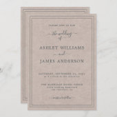Faire-part de mariage papier Kraft à script chic (Devant / Derrière)