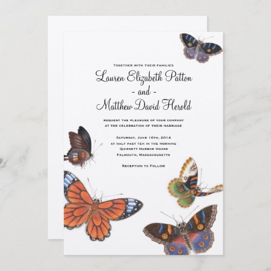 Faire-part de mariage papillon (Devant / Derrière)