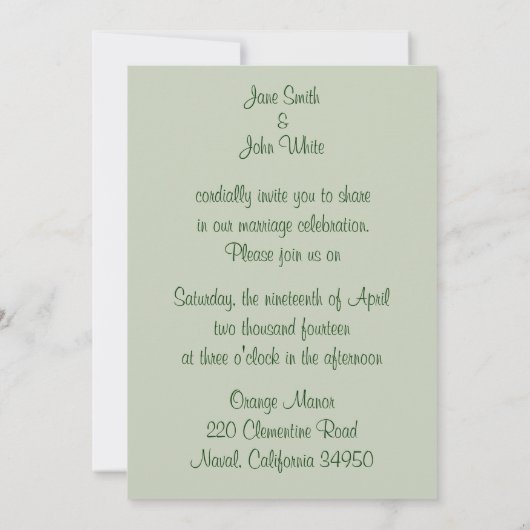 Faire-part de mariage papillon (Dos)