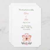 Faire-part de mariage papillon aquarelle (Devant / Derrière)